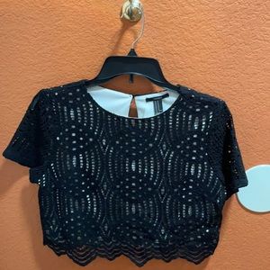 Forever 21 Black Crop Top Blouse women Size M